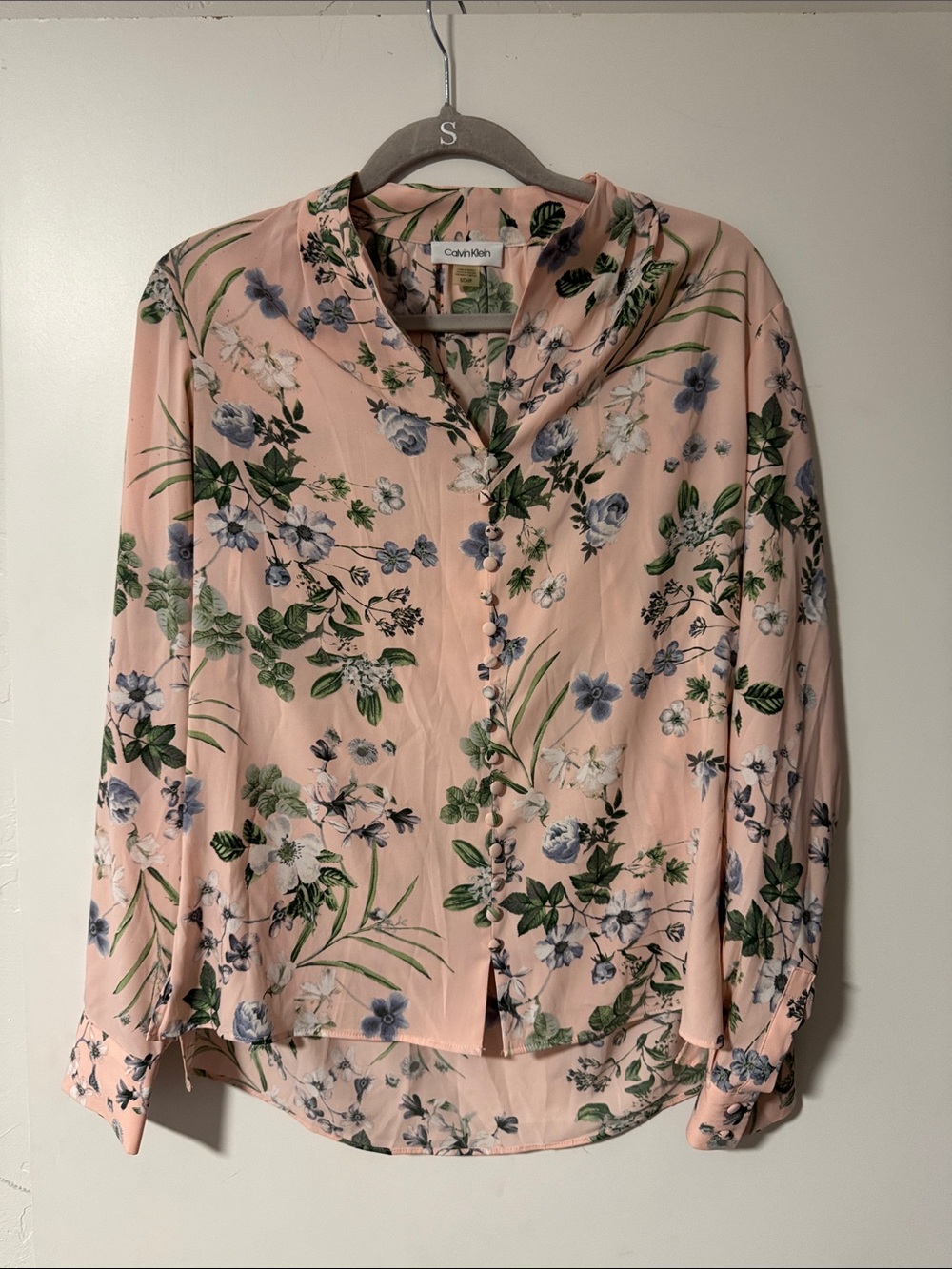 Calvin Klein Blush Pink Floral Button-Up Shirt